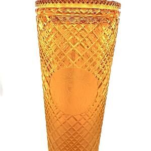 Starbucks  24oz Venti Cold Cup Tumbler Jeweled Grid Gradient Orange Mango